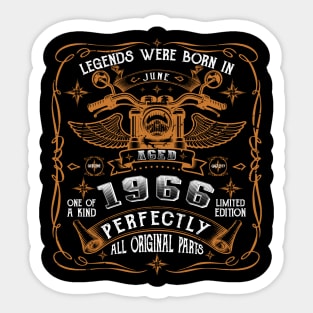 Legends Born In June 1966 57th Birthday Sticker